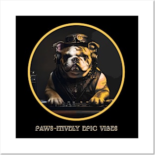 PAWS-ITIVELY EPIC VIBES DOG MIXING MUSIC DRESSED IN STEAMPUNK STYLE Posters and Art